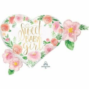 Floral Sweet Baby Girl Supershape Foil Balloon